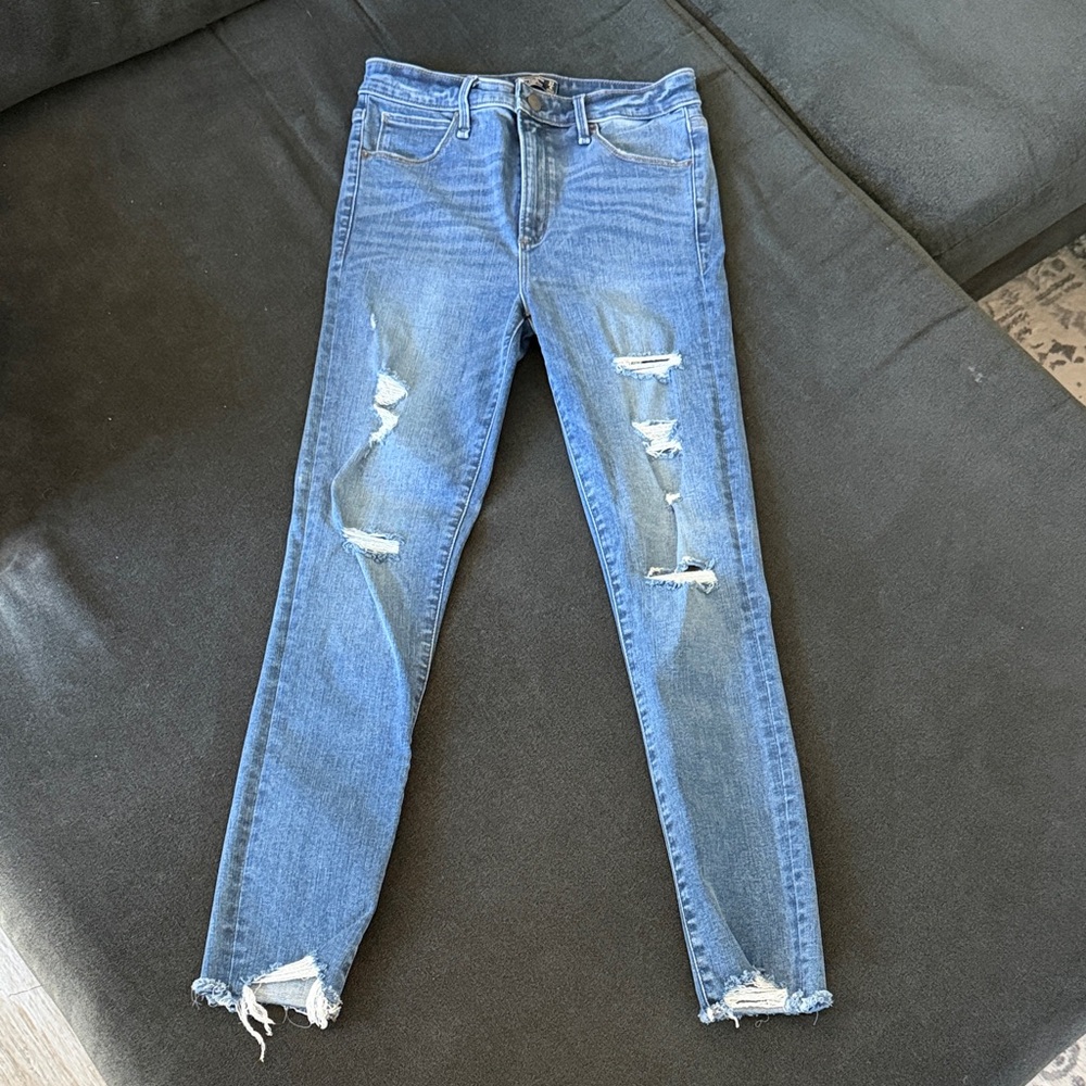 Abercrombie & Fitch Women's Skinny Ripped Light Blue Jeans